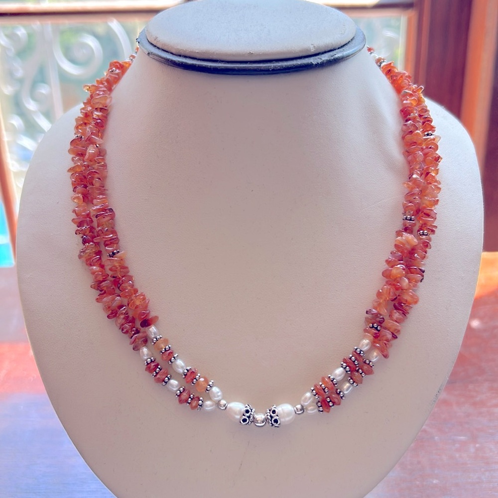 Vintage Exquisite Sterling Silver Pearl 18” Necklace
